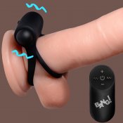 Remote Control 28X Vibrating Cock Ring and Bullet - Black